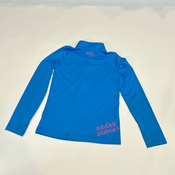 Under Armour Kids Quarter Zip Long Sleeve Shirt Blue Pink Neon Girls Collar Play - Picture 5 of 7